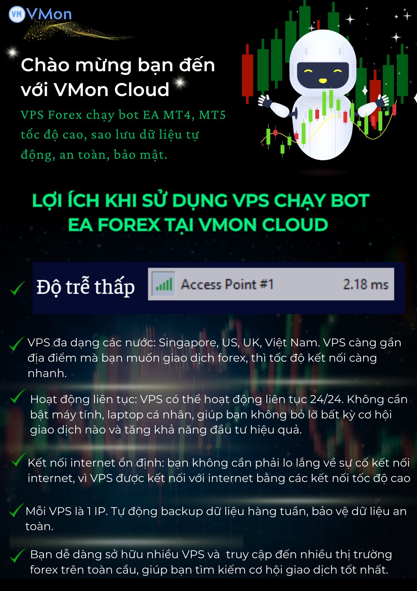 VPS Forex chạy bot EA MT4, MT5 24/24 miễn phí dùng thử